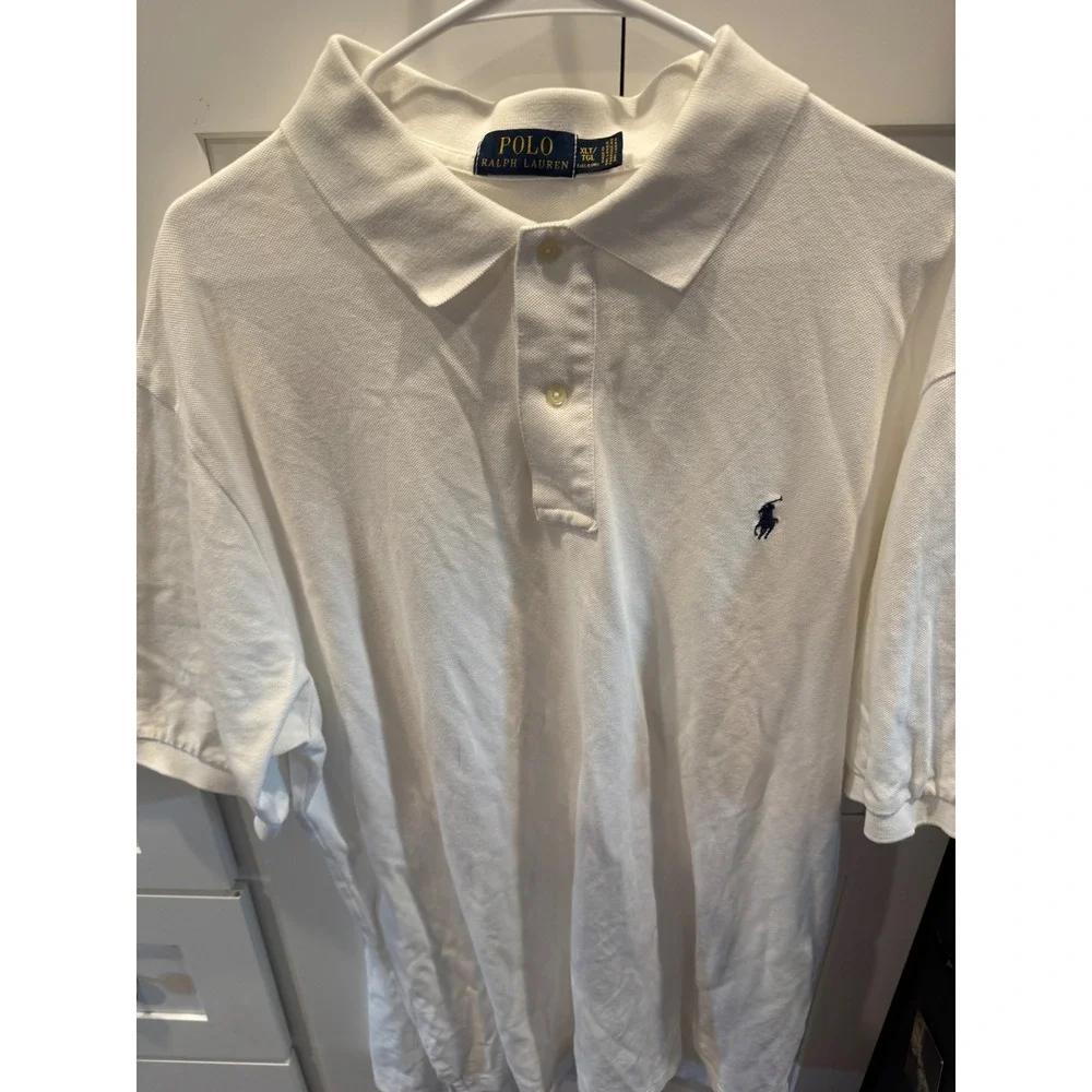 Polo Ralph Lauren Mens White Pique Cotton Short Sleeve Polo Shirt XLT Tall